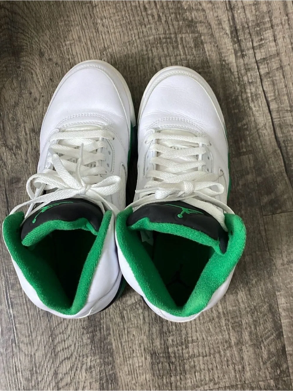 Jordan Men's White and Green High-Top Basketball Sneakers